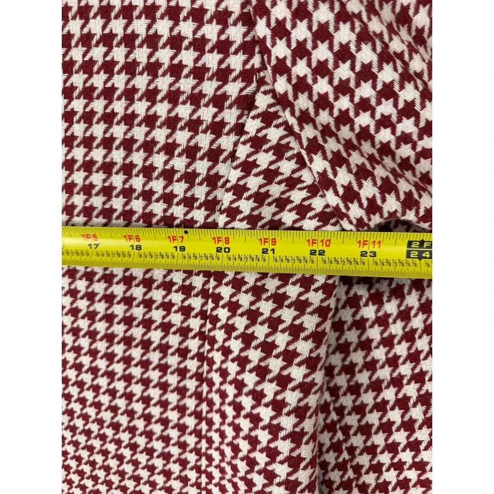 Linea Uomo Mens 44R Blazer Burgundy White Houndstooth Two Button Sport Coat